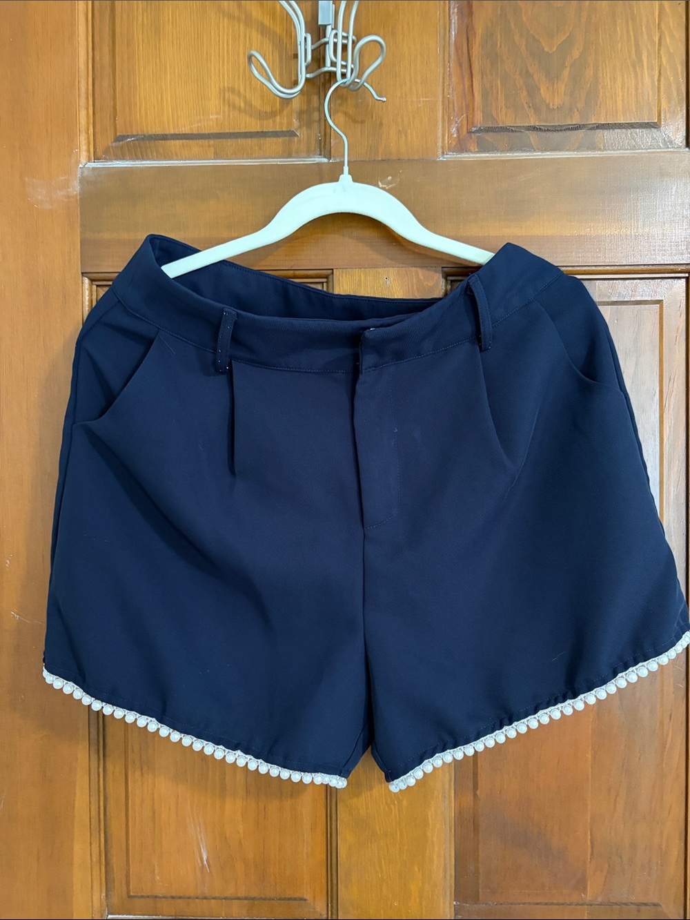 Women’s Navy Scallop Trim Shorts